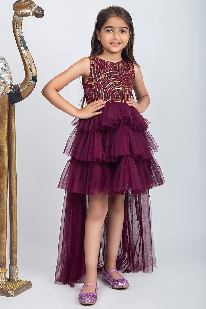 Wine Sequins Dress For Girls by Jelly Jones at Pernia's Pop Up Shop