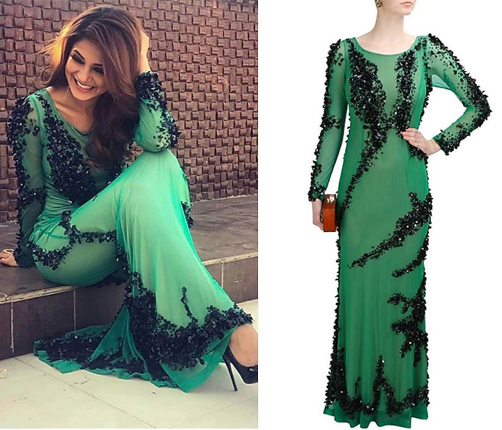 Green and black sequins and beads embellished helen gown available only at Pernia's Pop Up Shop.