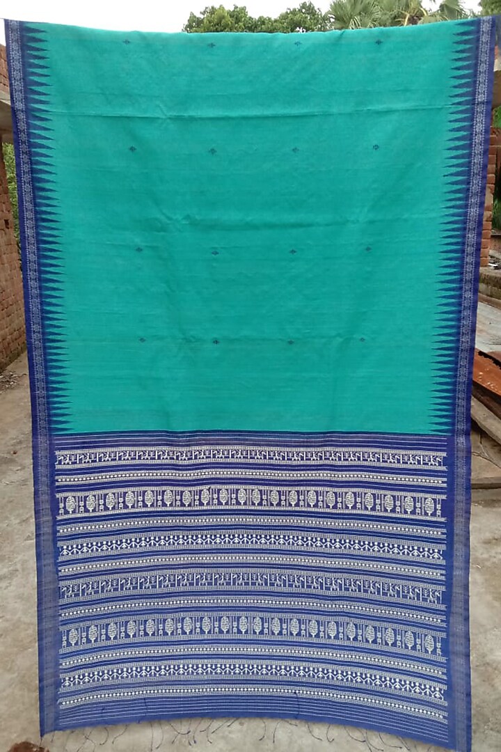 Turquoise Tie-Dye Saree by Jagjeeban at Pernia's Pop Up Shop