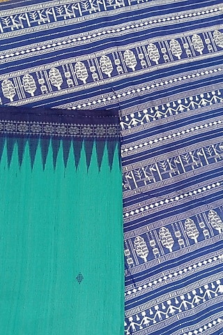 Turquoise Tie-Dye Saree by Jagjeeban