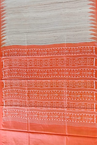 Beige Handwoven Tied & Dyed Saree by Jagjeeban