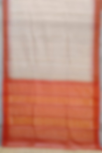 Beige & Orange Tie-Dye Saree by Jagjeeban