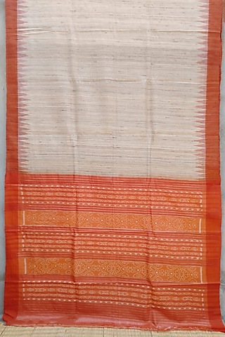 Beige & Orange Tie-Dye Saree by Jagjeeban