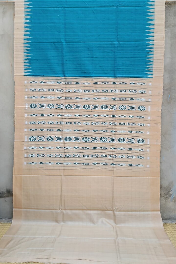 Cobalt Blue Handwoven Tie-Dye Saree by Jagjeeban at Pernia's Pop Up Shop