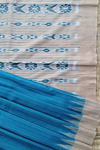 Cobalt Blue Handwoven Tie-Dye Saree by Jagjeeban