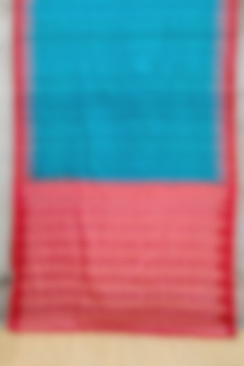 Turquoise & Red Handwoven Tie-Dye Saree by Jagjeeban at Pernia's Pop Up Shop