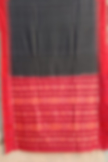 Black Handwoven Tie-Dye Saree by Jagjeeban