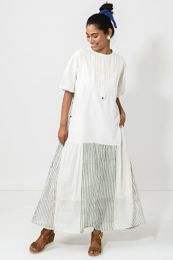 White Cotton Maxi Dress by Jayati Goenka