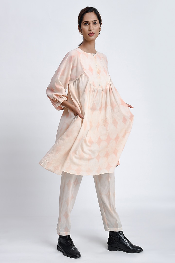 Blush Pink Cotton Block Printed Tunic Set by Jayati Goenka at Pernia's Pop Up Shop