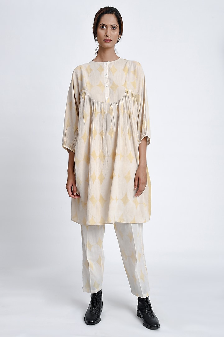 Hay Colored Cotton Block Printed Tunic Set by Jayati Goenka at Pernia's Pop Up Shop