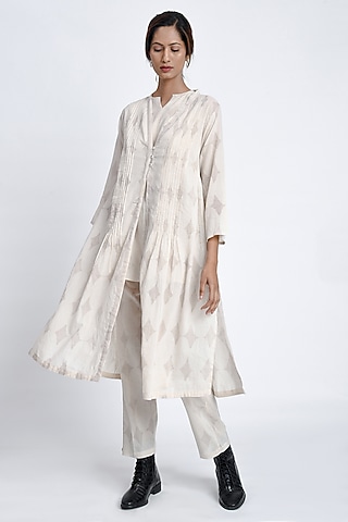 Sand Colored Soft Cotton Printed Co-Ord Set by Jayati Goenka