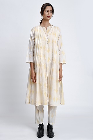 Hay Colored Soft Cotton Printed Co-Ord Set by Jayati Goenka