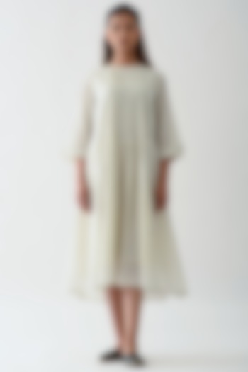 White Striped Dress With Lining by Jayati Goenka
