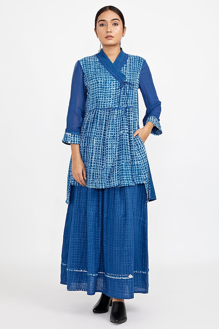 Blue Cotton Blend Printed Tunic Set by Jayati Goenka at Pernia's Pop Up Shop
