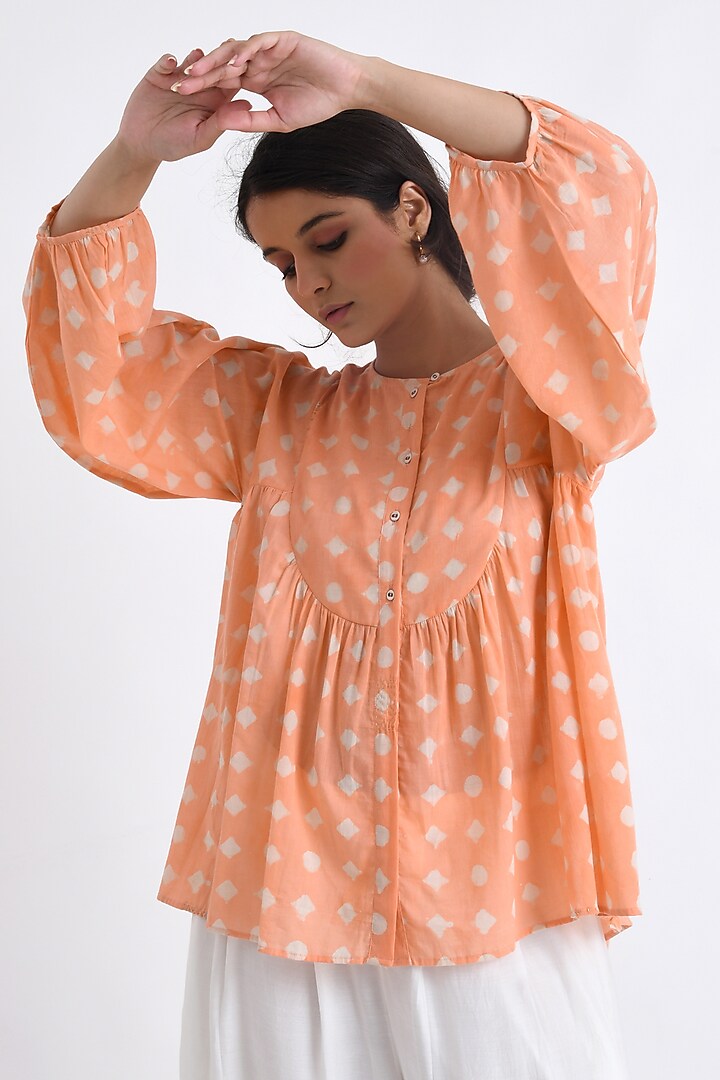 Peach Cotton Block Printed Co-Ord Set by Jayati Goenka at Pernia's Pop Up Shop