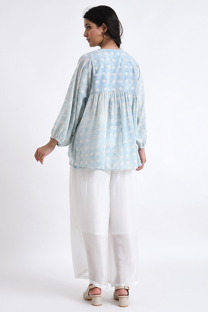 Blue Cotton Block Printed Co-Ord Set by Jayati Goenka at Pernia's Pop Up Shop