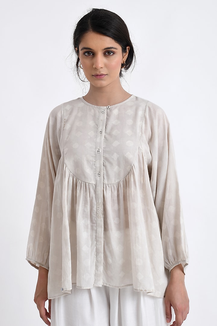 Grey Cotton Block Printed Co-Ord Set by Jayati Goenka at Pernia's Pop Up Shop