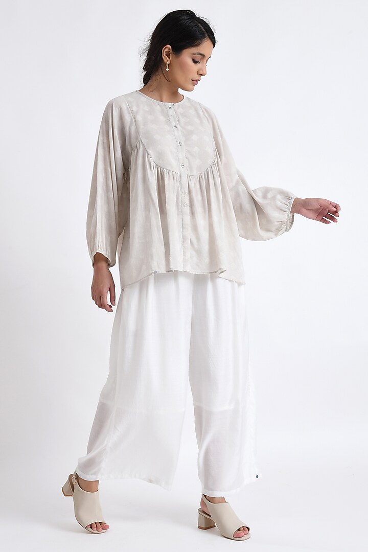 Grey Cotton Block Printed Co-Ord Set by Jayati Goenka at Pernia's Pop Up Shop