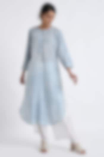 Blue Cotton Block Printed Kurta Set by Jayati Goenka at Pernia's Pop Up Shop