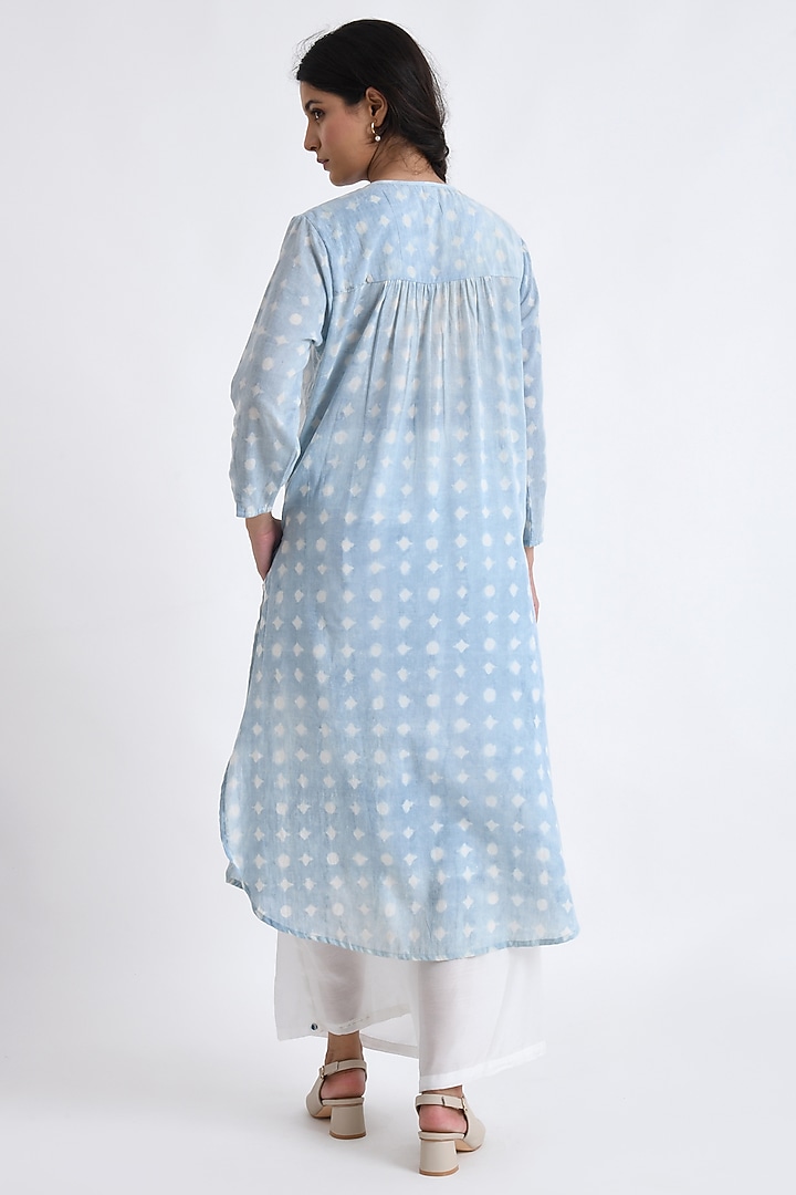 Blue Cotton Block Printed Kurta Set by Jayati Goenka at Pernia's Pop Up Shop