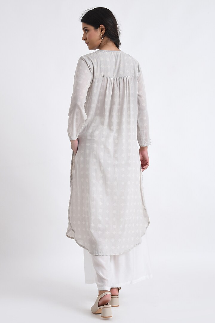 Grey Cotton Block Printed Kurta Set by Jayati Goenka at Pernia's Pop Up Shop