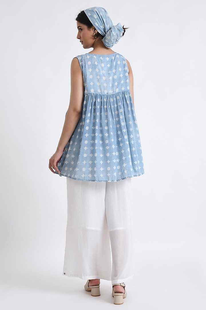 Blue Cotton Block Printed Co-Ord Set by Jayati Goenka at Pernia's Pop Up Shop