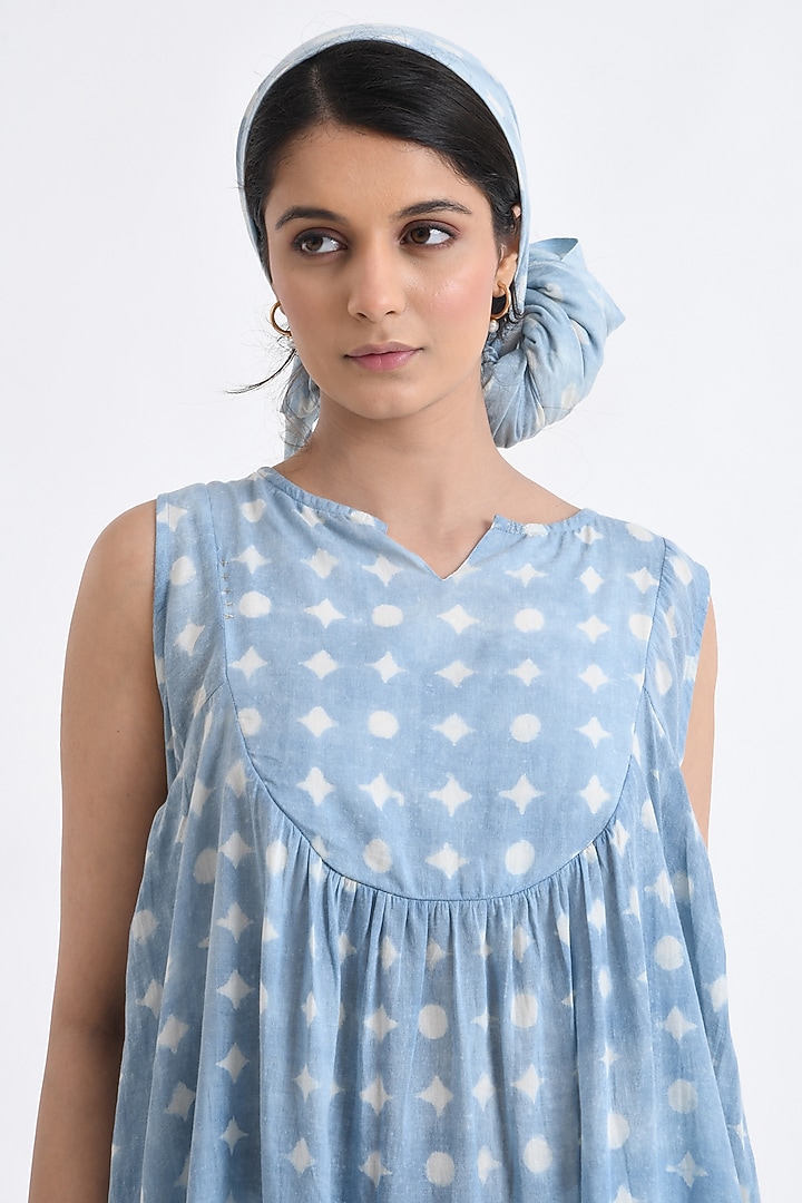 Blue Cotton Block Printed Co-Ord Set by Jayati Goenka at Pernia's Pop Up Shop