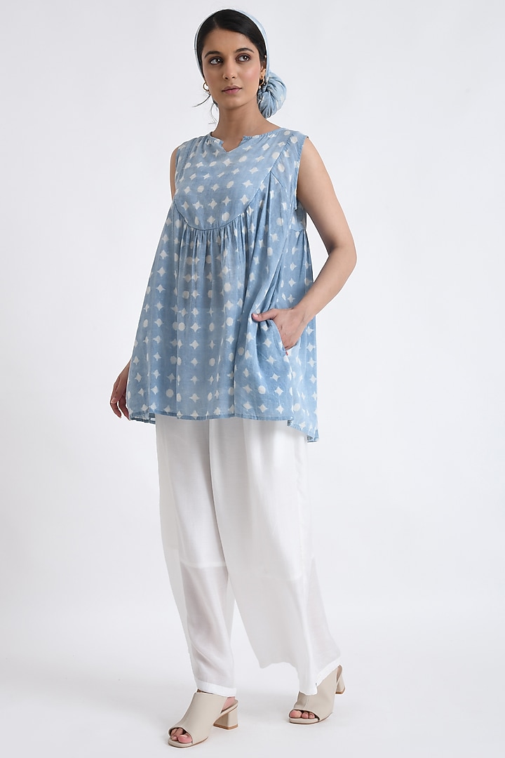 Blue Cotton Block Printed Co-Ord Set by Jayati Goenka at Pernia's Pop Up Shop