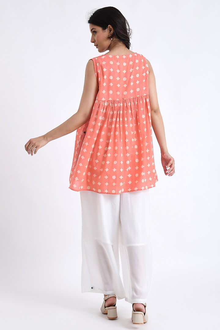 Peach Cotton Block Printed Co-Ord Set by Jayati Goenka at Pernia's Pop Up Shop
