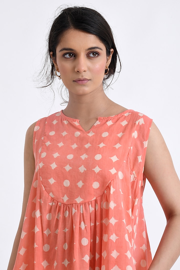 Peach Cotton Block Printed Co-Ord Set by Jayati Goenka at Pernia's Pop Up Shop