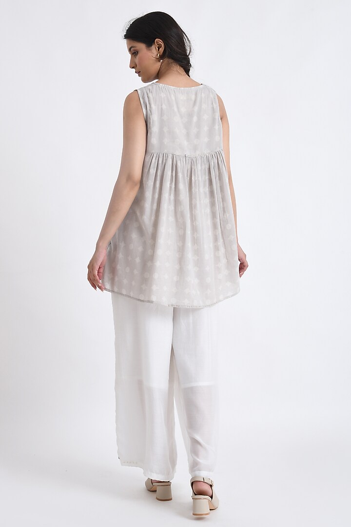 Grey Cotton Block Printed Co-Ord Set by Jayati Goenka at Pernia's Pop Up Shop