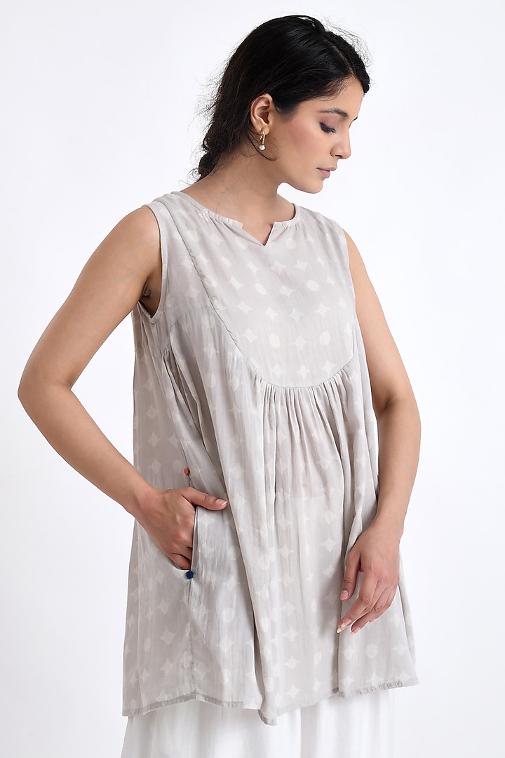 Grey Cotton Block Printed Co-Ord Set by Jayati Goenka at Pernia's Pop Up Shop
