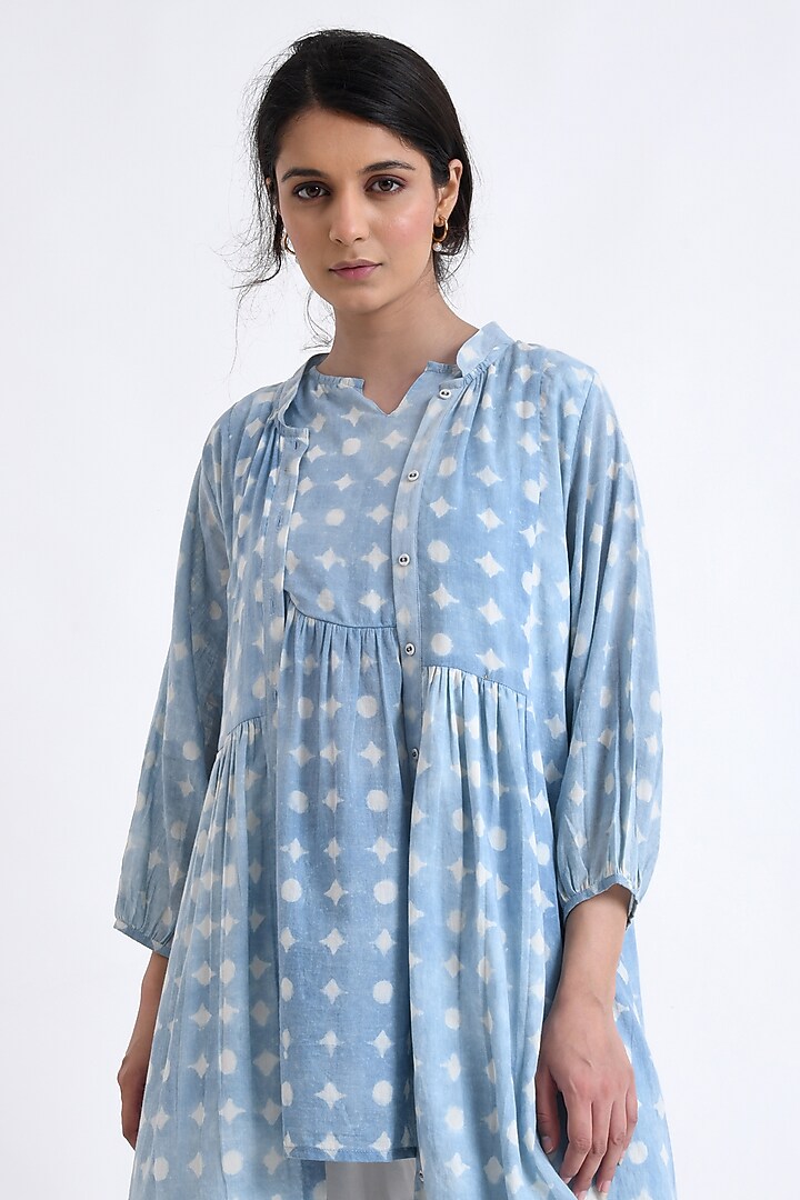 Blue Cotton Block Printed Co-Ord Set by Jayati Goenka at Pernia's Pop Up Shop