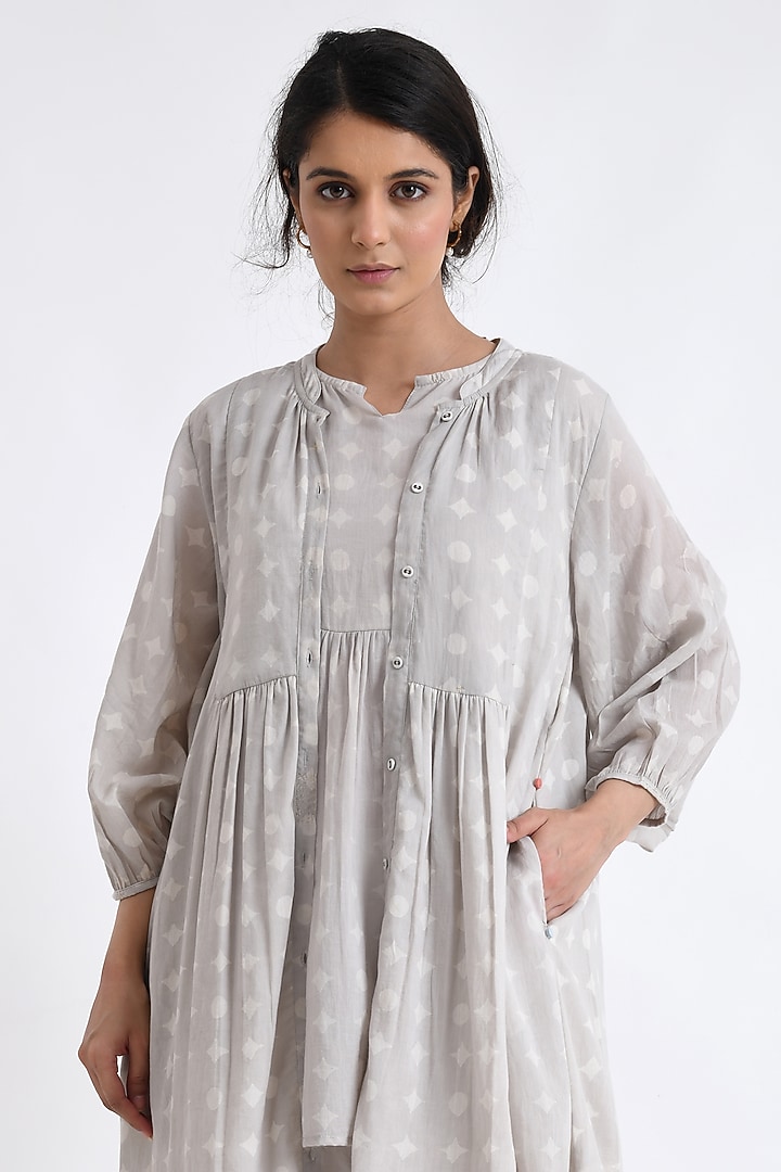 Grey Soft Cotton Printed Co-Ord Set by Jayati Goenka at Pernia's Pop Up Shop
