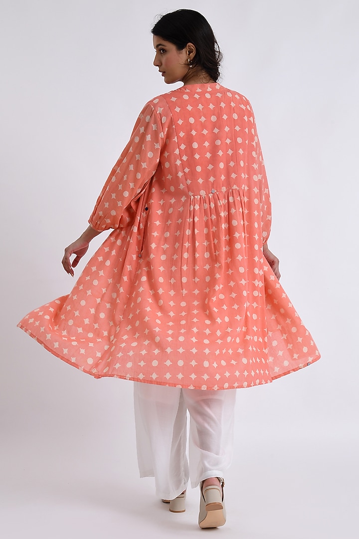 Peach Soft Cotton Printed Co-Ord Set by Jayati Goenka at Pernia's Pop Up Shop