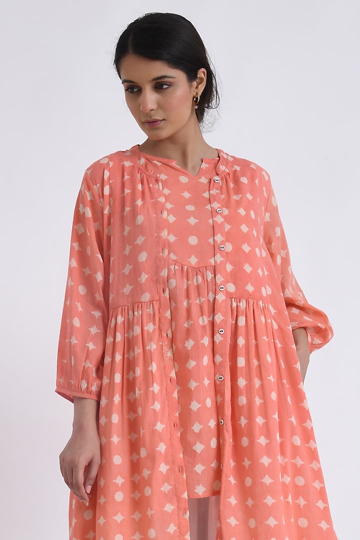 Peach Soft Cotton Printed Co-Ord Set by Jayati Goenka at Pernia's Pop Up Shop