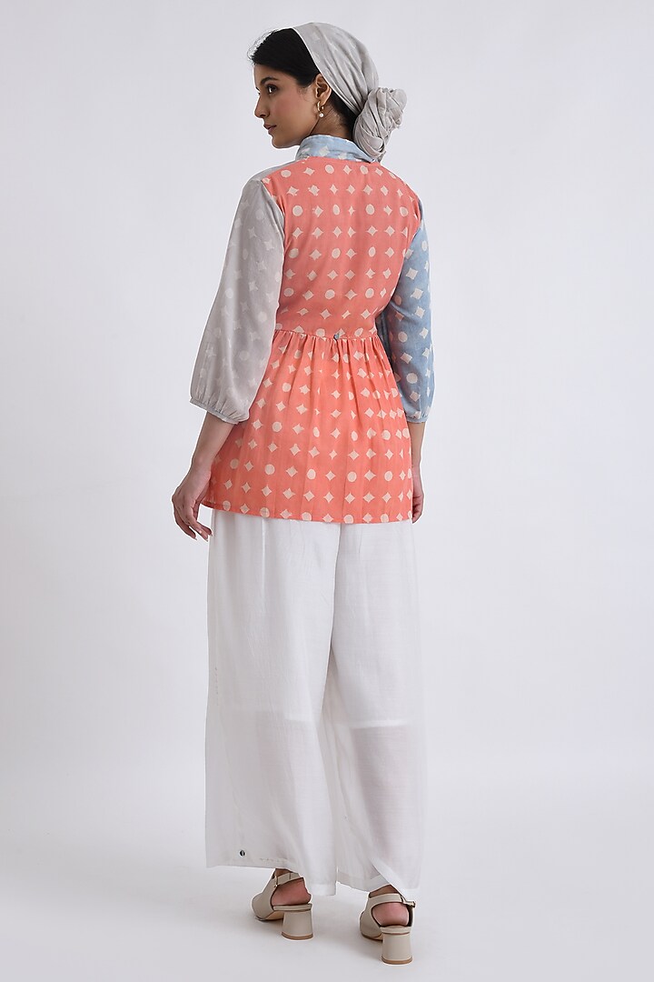 Blue & Peach Cotton Printed Co-Ord Set by Jayati Goenka at Pernia's Pop Up Shop