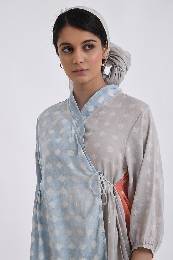 Blue & Peach Cotton Printed Co-Ord Set by Jayati Goenka at Pernia's Pop Up Shop