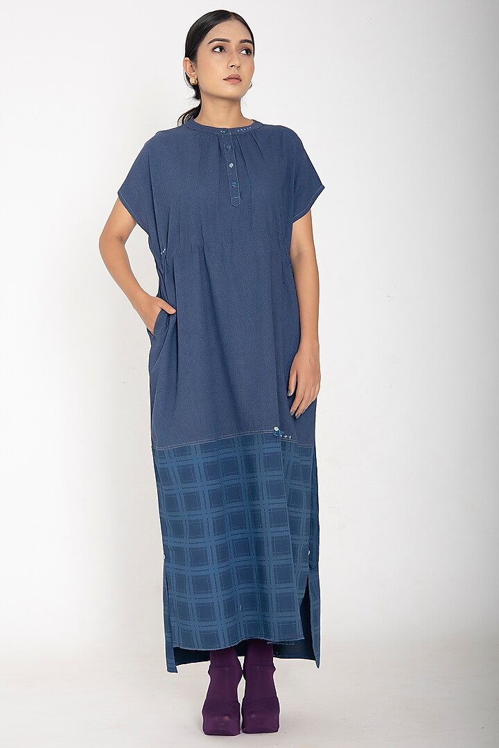 Indigo Blue Cotton Dress by Jayati Goenka