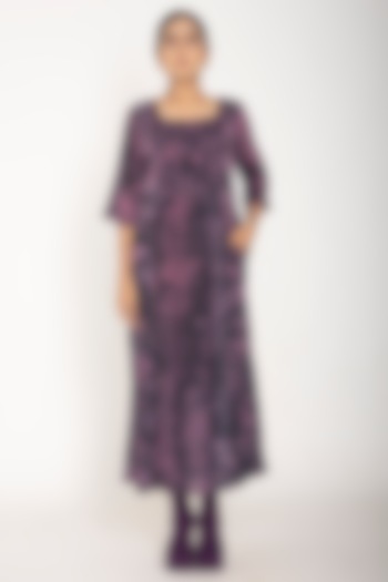 Purple Cotton Crepe Dress by Jayati Goenka