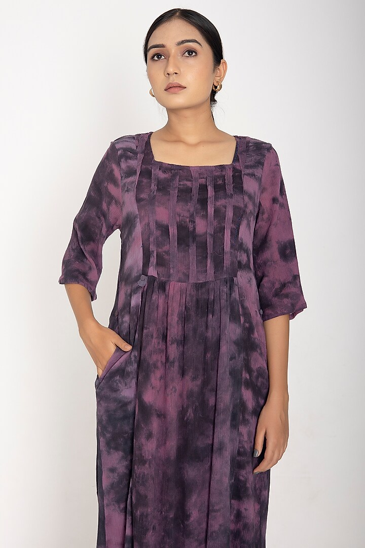 Purple Cotton Crepe Summer Dress by Jayati Goenka at Pernia's Pop Up Shop