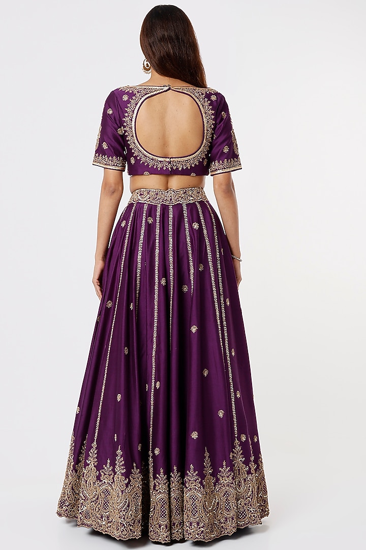 Midnight Purple Embroidered Bridal Lehenga Set by Jigar Mali at Pernia's Pop Up Shop