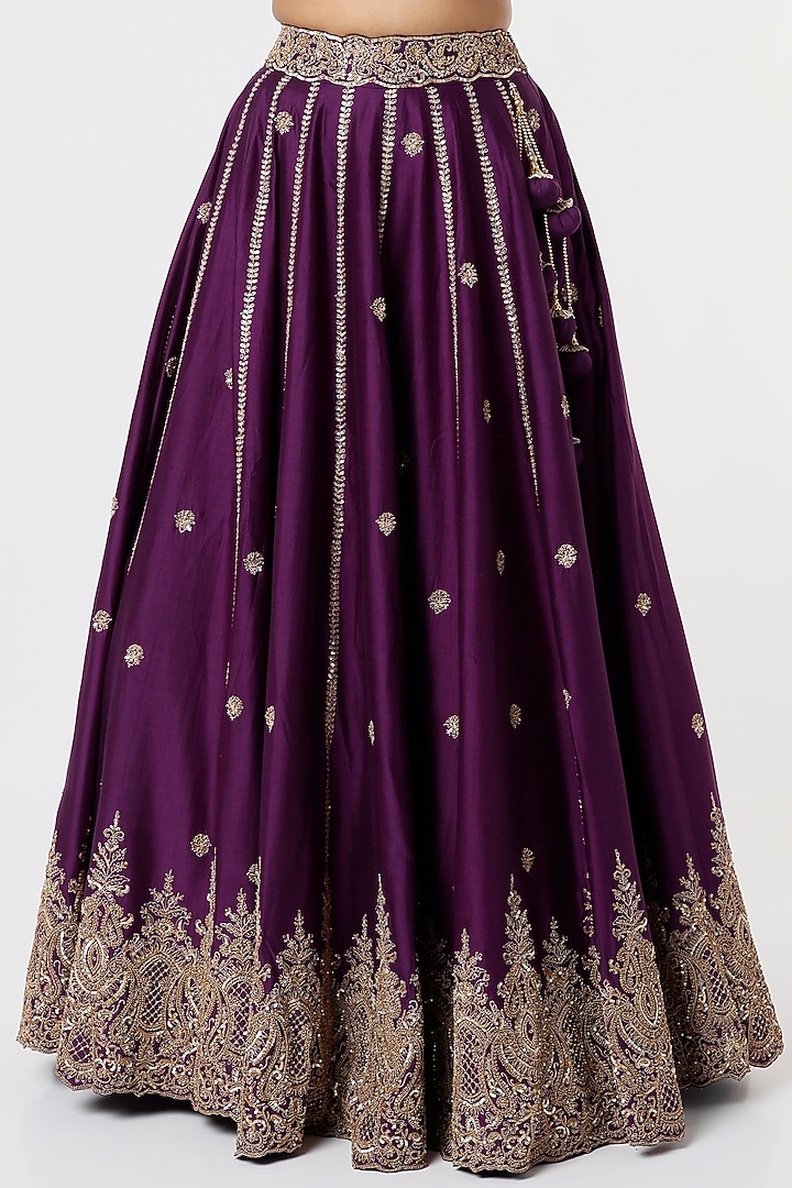 Midnight Purple Embroidered Bridal Lehenga Set by Jigar Mali at Pernia's Pop Up Shop