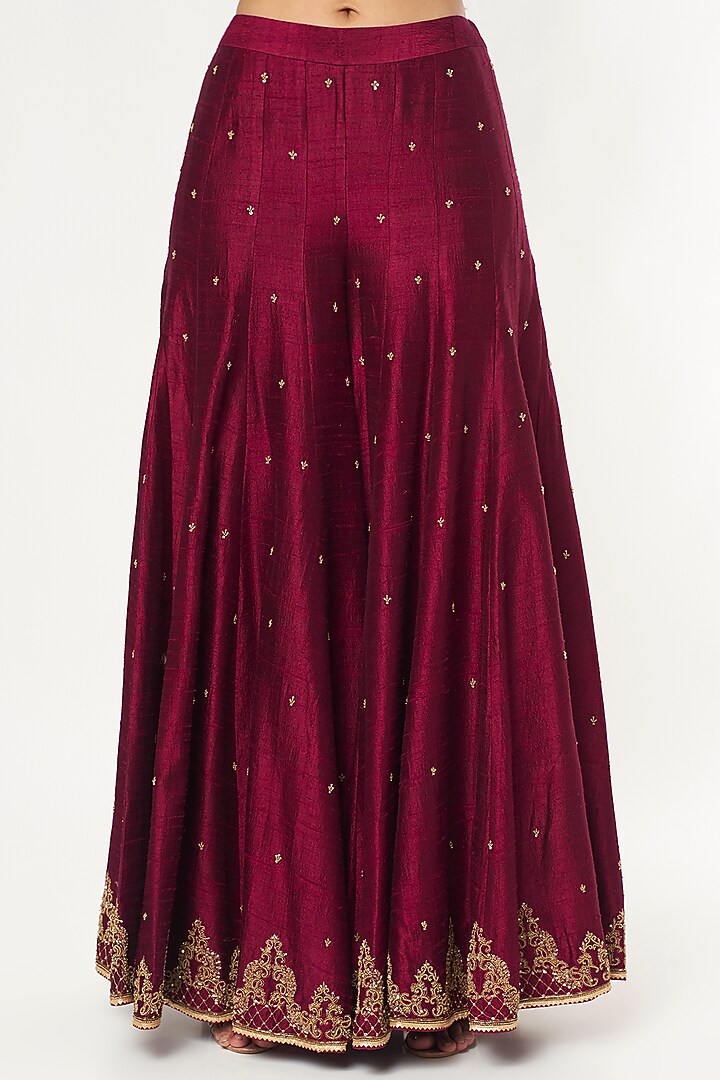 Wine Embroidered Bridal Sharara Set by Jigar Mali at Pernia's Pop Up Shop