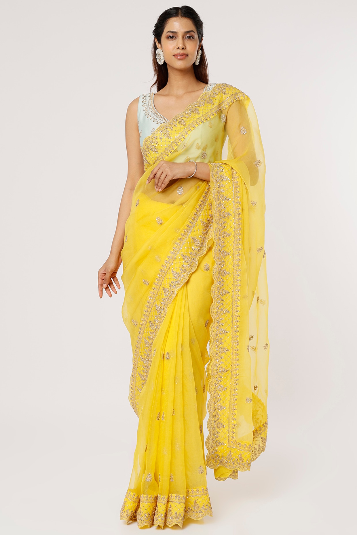 Buy, NowLaxmipati JAMUN 7914 Sparkle Chiffon Yellow Shaded Sarees –  Laxmipati Sarees | Sale