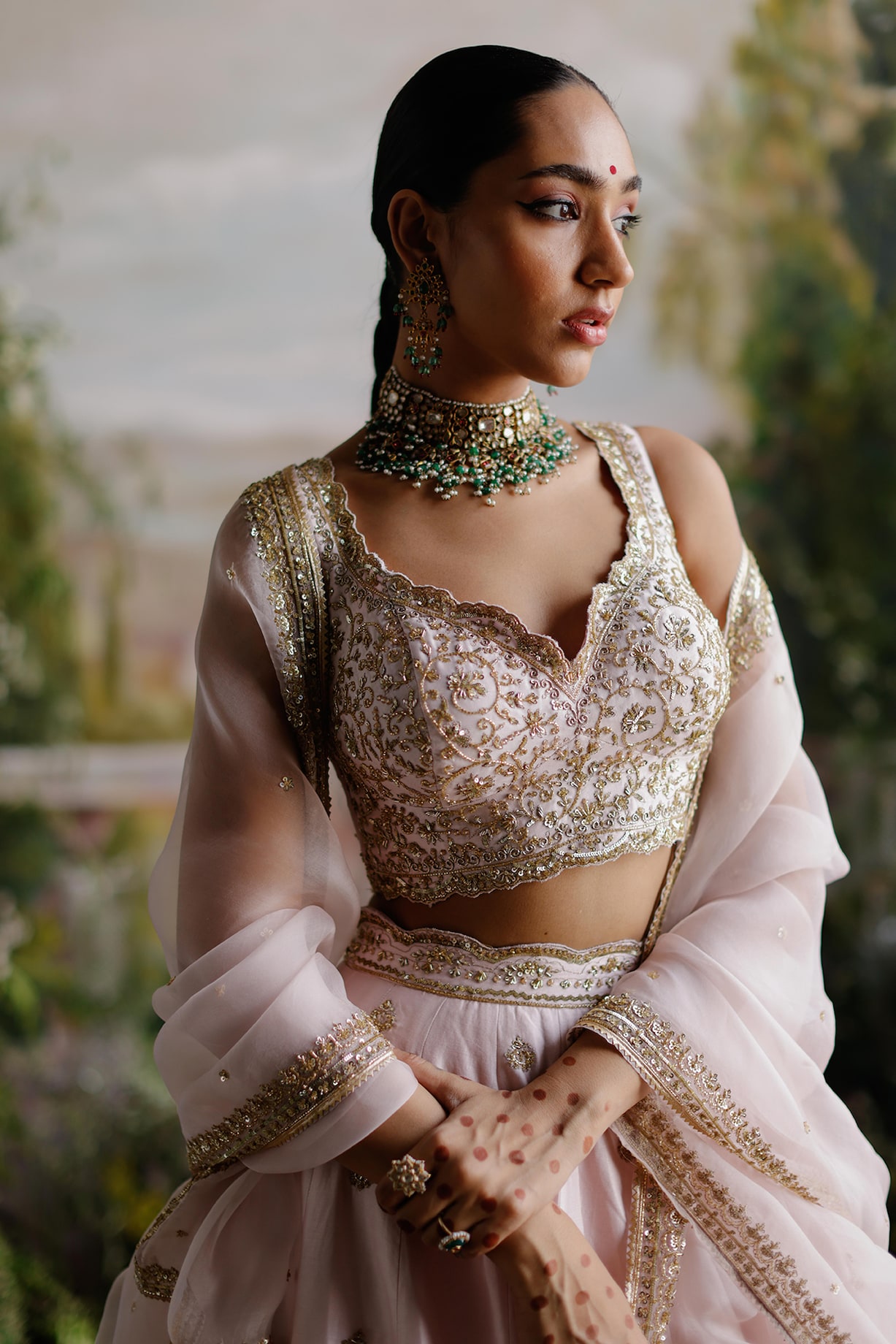 Lehenga Dress Jewellery Sets Dulhan Baby Pink Bridal Jewellery Set