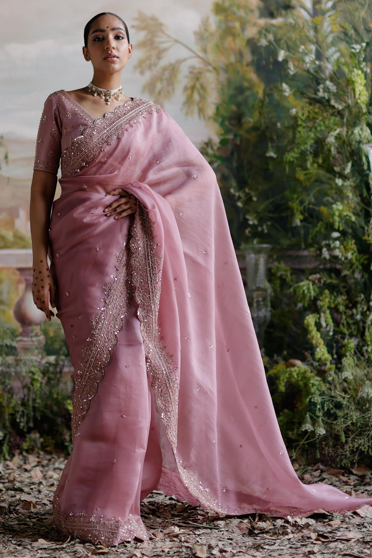 Lilac Organza Hand Embellished Saree Set Design by Jigar Mali at Pernia's  Pop Up Shop 2024