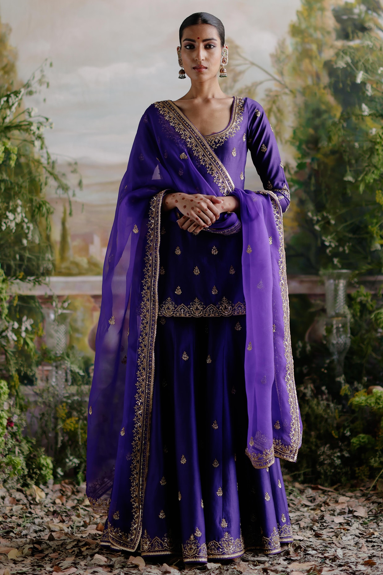 Purple sharara hot sale dress