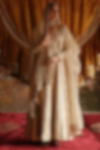 Ivory Pure Organza Shantoon Hand Embroidered Bridal Anarkali Set by Jigar Mali at Pernia's Pop Up Shop