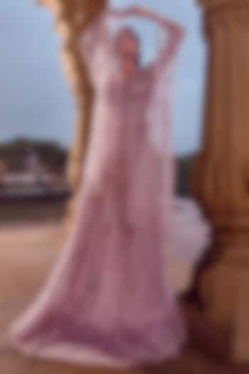 Lavender Embellished Flared Gown by Jigar Mali